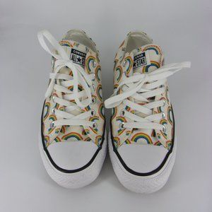 Converse All Star women's canvas shoes, size 7, rainbow design